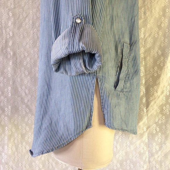 Striped Lace Up Tunic Top - Picture 5 of 8